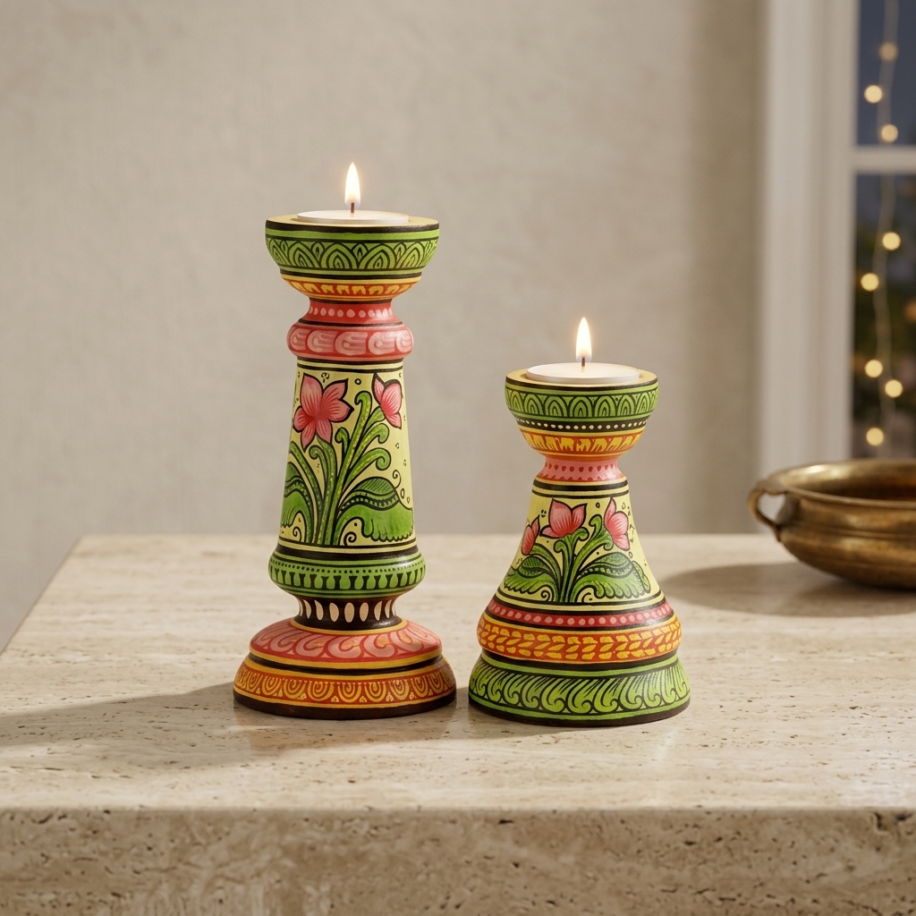 Artisan Wooden Candle Stand Set | Luxury Handmade Home Décor | Wodo Craft