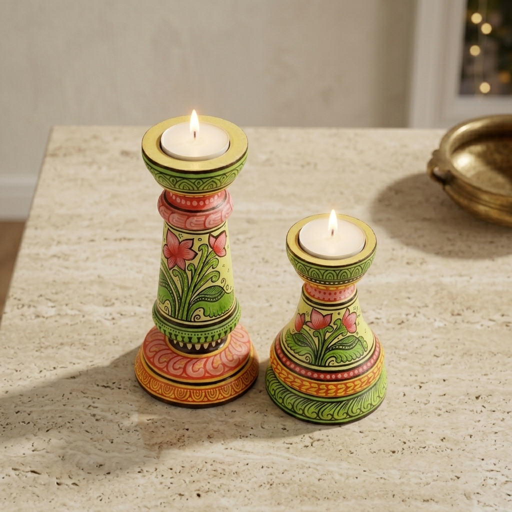 Artisan Wooden Candle Stand Set | Luxury Handmade Home Décor | Wodo Craft - Image 4