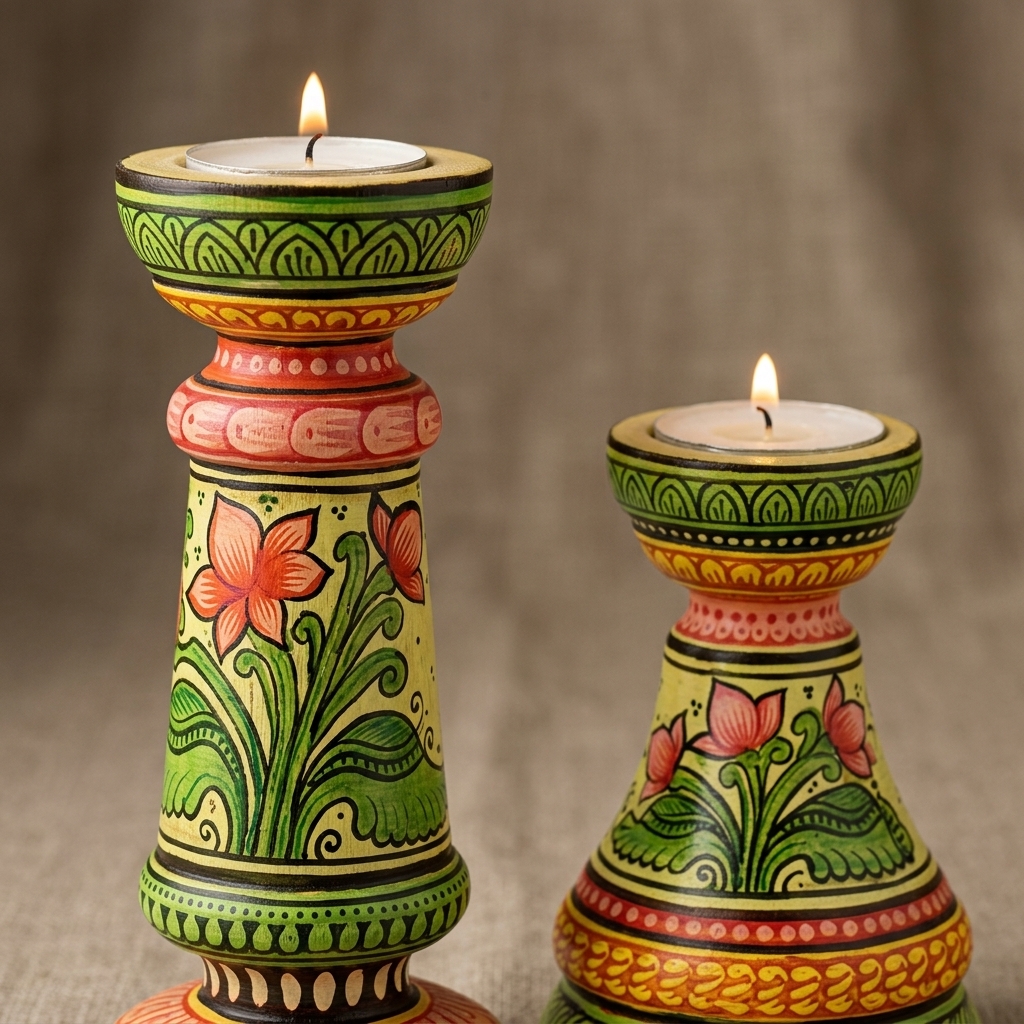 Artisan Wooden Candle Stand Set | Luxury Handmade Home Décor | Wodo Craft - Image 3