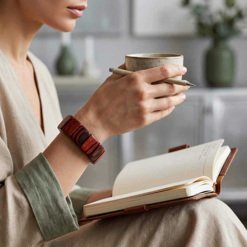 Luxury Handmade Wooden Flexible Bracelet | Natural Wood Jewellery for Women | Wodo Craft - Image 3