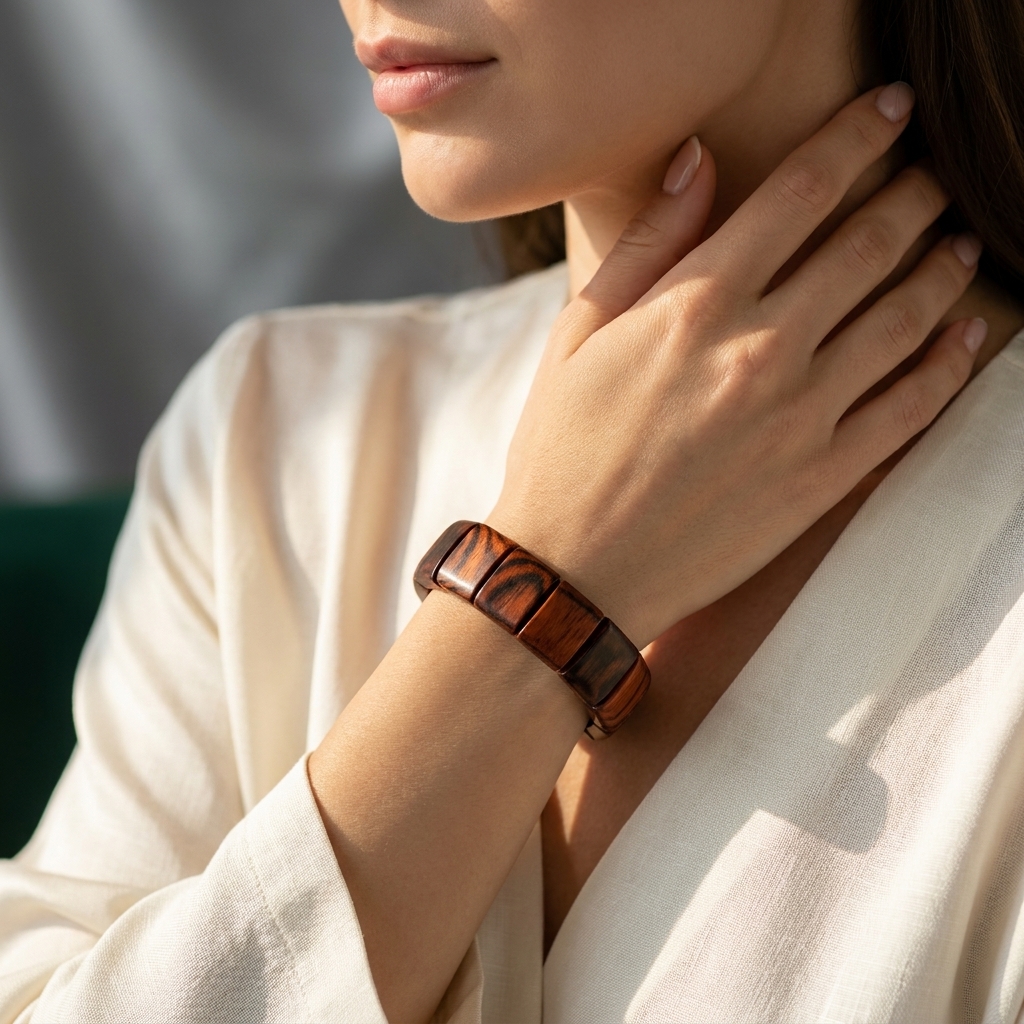 Luxury Handmade Wooden Flexible Bracelet | Natural Wood Jewellery for Women | Wodo Craft - Image 2
