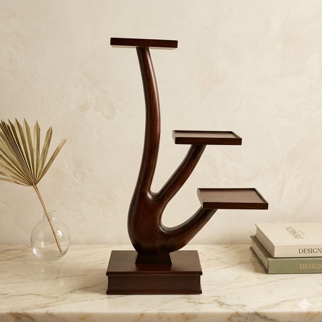 Premium Multi-Level Wooden Corner Stand | Artisan Home Décor | Wodo Craft