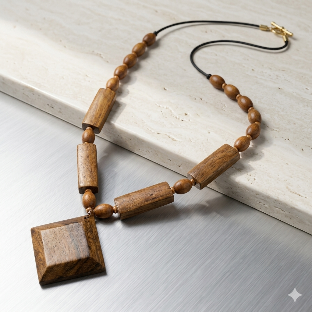 Premium Natural Wood Necklace | Handcrafted Artisan Jewellery | Wodo Craft