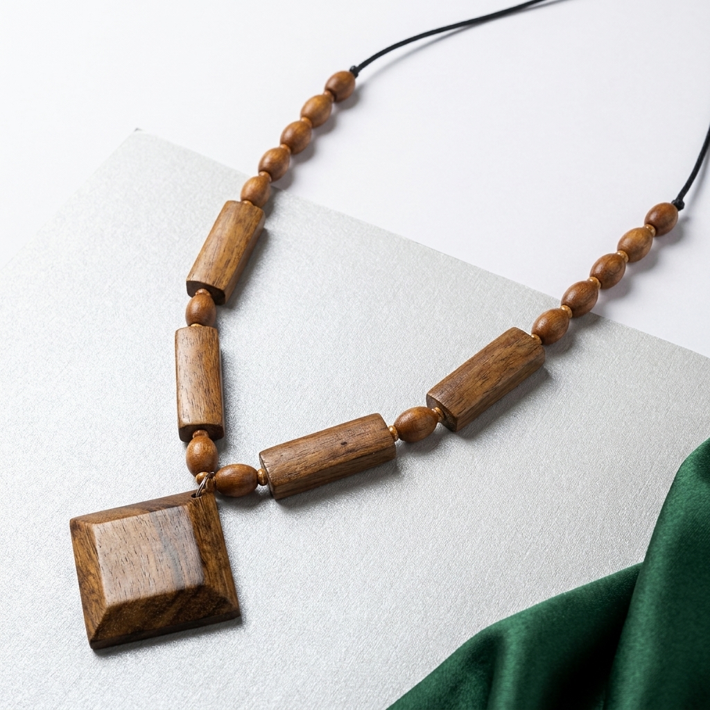 Premium Natural Wood Necklace | Handcrafted Artisan Jewellery | Wodo Craft - Image 4