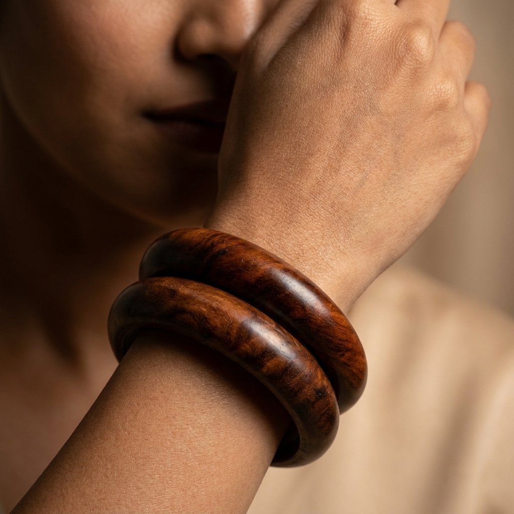 Premium Handcrafted Wooden Bangles for Women (Set of 2) | Natural Wood Bracelet | Wodo Craft