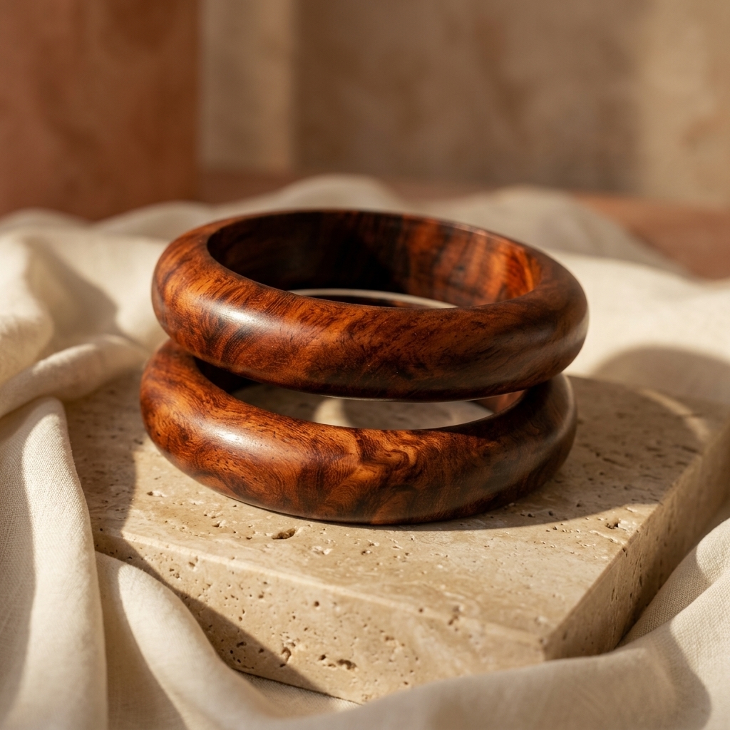 Premium Handcrafted Wooden Bangles for Women (Set of 2) | Natural Wood Bracelet | Wodo Craft - Image 2