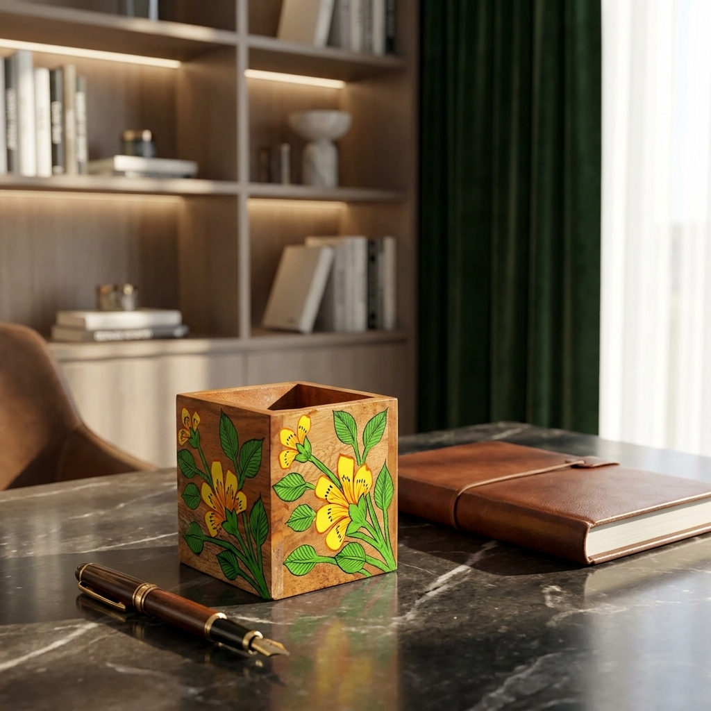 Luxury Wooden Pen Stand | Handmade Desk Organizer | Wodo Craft - Image 2
